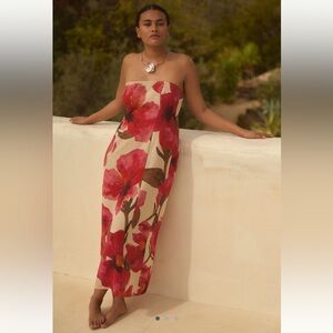 Aliza strapless linen maxi dress